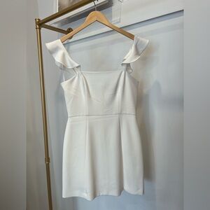 French Connection White Ruffle Sleeve Dress- mini